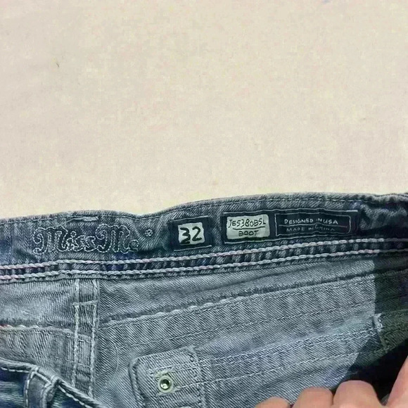 Miss Me Jeans Distressed Bootcut Boot Bedazzled Y2K Womens Size 32 JE5380B5L - Picture 4 of 16